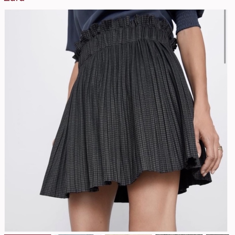ZARA NWT Pleated Houndstooth Mini Skirt Size Medium